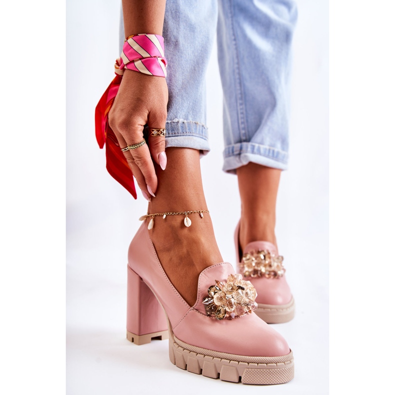 PA2 Bombas elegantes com ornamentais lisos rosa-bege Caterine 1