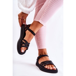 Sandálias femininas perfumadas com velcro ZAXY JJ285068 preta preto 2