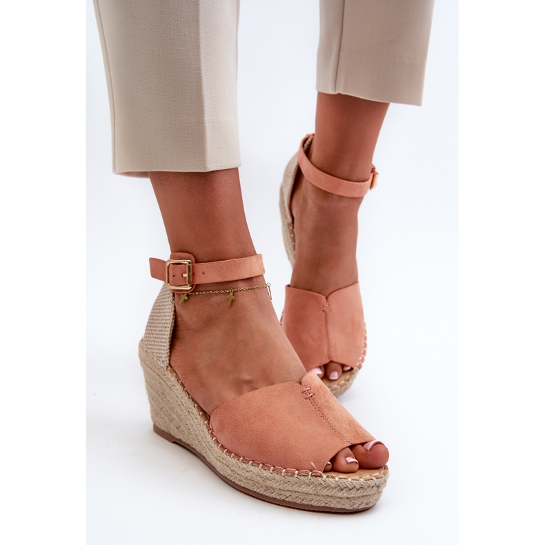 Sandálias femininas confortáveis ​​de cunha rosa claro Dellia 2