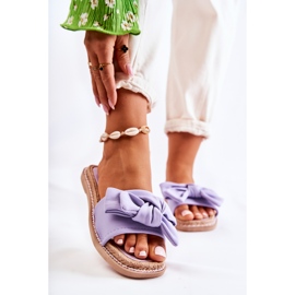 FK1 Chinelos femininos com laço de tecido Violet Ginna roxo 1