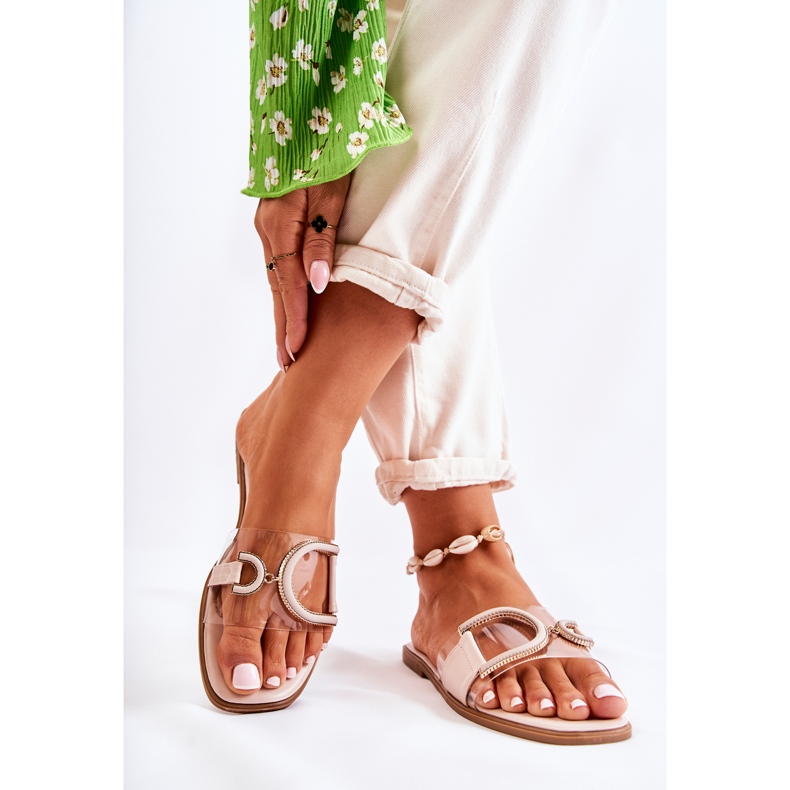 FS1 Chinelos femininos bege Marsala da moda 2