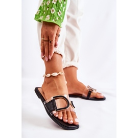 FS1 Chinelos pretos femininos da moda Marsala 2