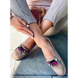 Mocassins com pedras Megara Khaki bege 2