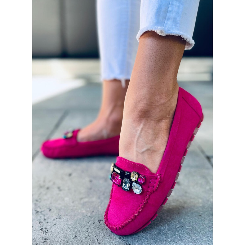 Mocassins com pedras Megara Fuchsia rosa 1