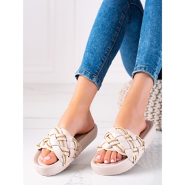 Seastar Chinelos elegantes com correntes bege 1