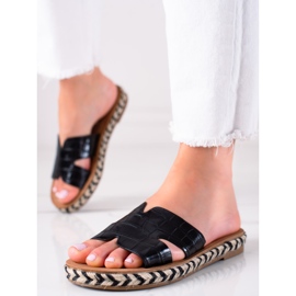 MIKA Chinelos pretos elegantes 1