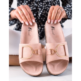 MIKA Chinelos de camurça rosa 1