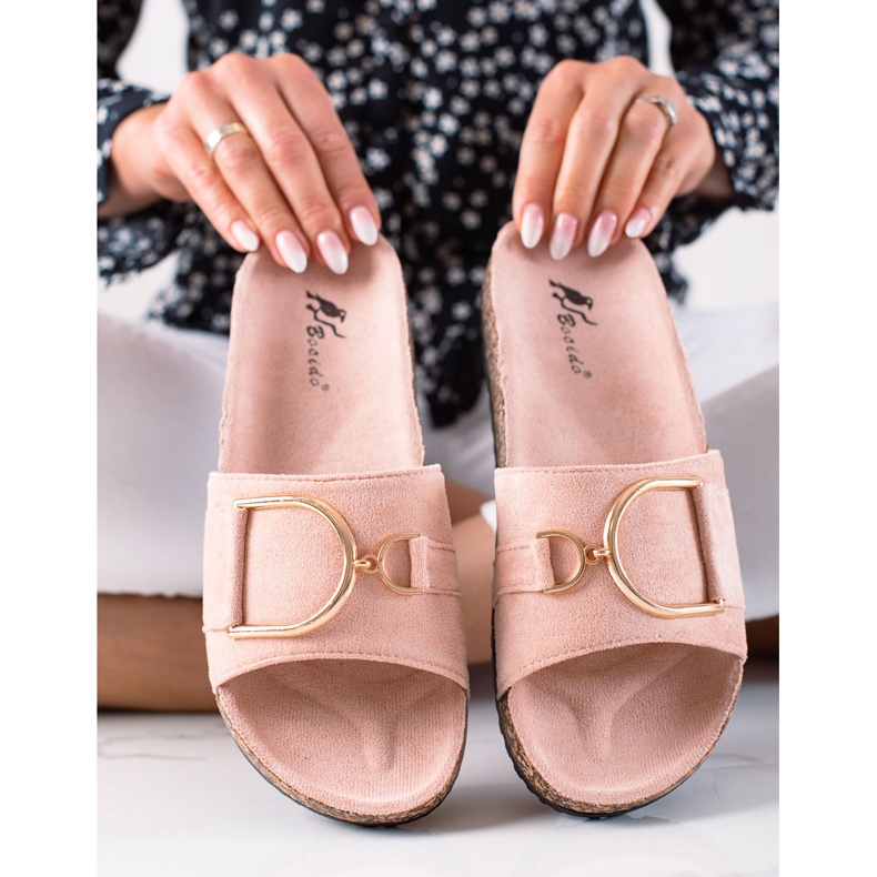 MIKA Chinelos de camurça rosa 1