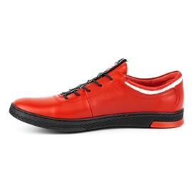 Polbut Sapatos casuais de couro masculino K23 vermelho com preto 1