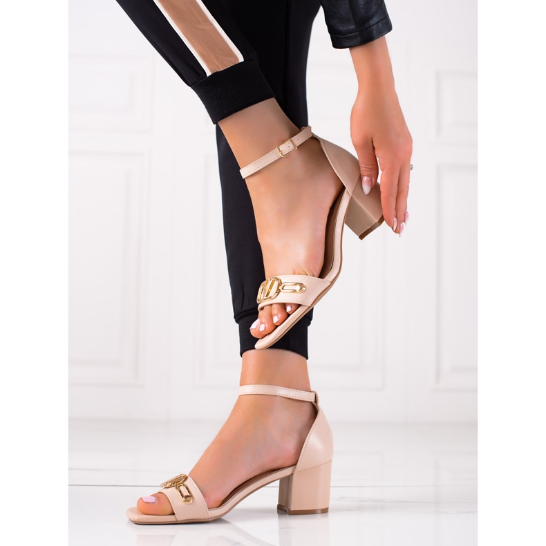 Seastar Sandálias com decoração dourada bege 2