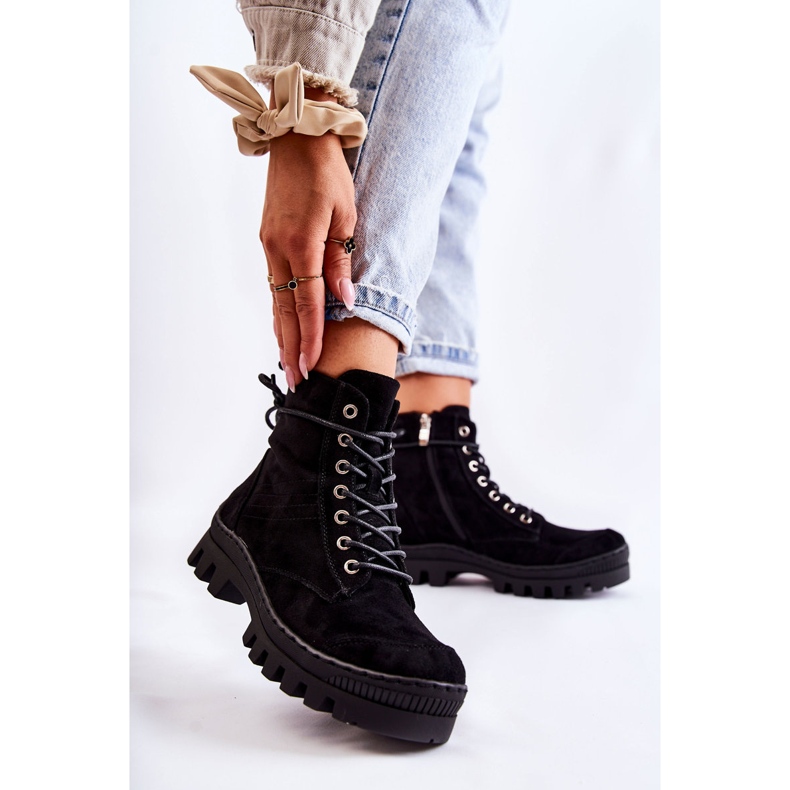 S.Barski Caçadores de camurça preta Layden com costura preto 1