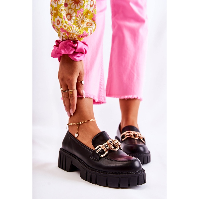 PS1 Sapatos de couro com corrente carmim preta decorativa preto 1