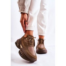 PS1 Tênis esportivo feminino Khaki New Horizon castanho 1