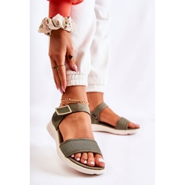 PE1 Sandálias femininas confortáveis ​​com velcro verde Sidney 1
