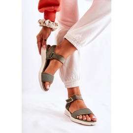 PE1 Sandálias femininas confortáveis ​​com velcro verde Sidney 2