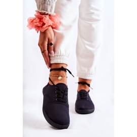 PE1 Tênis feminino clássico com amarração preta Dellis preto 1