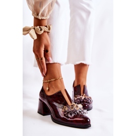 PA2 Sapatos de Mosaico de Couro com Decoração Marrom Transparente Delaver vermelho multicolorido 1