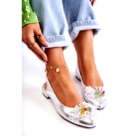 PA2 Bailarinas de couro de salto alto com ornamento de prata Elena 4