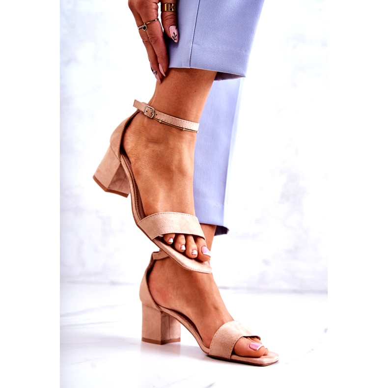 Vinceza Sandálias de camurça da moda com salto alto, bege 2 Vinceza Sandálias de camurça da moda com salto alto, bege 2