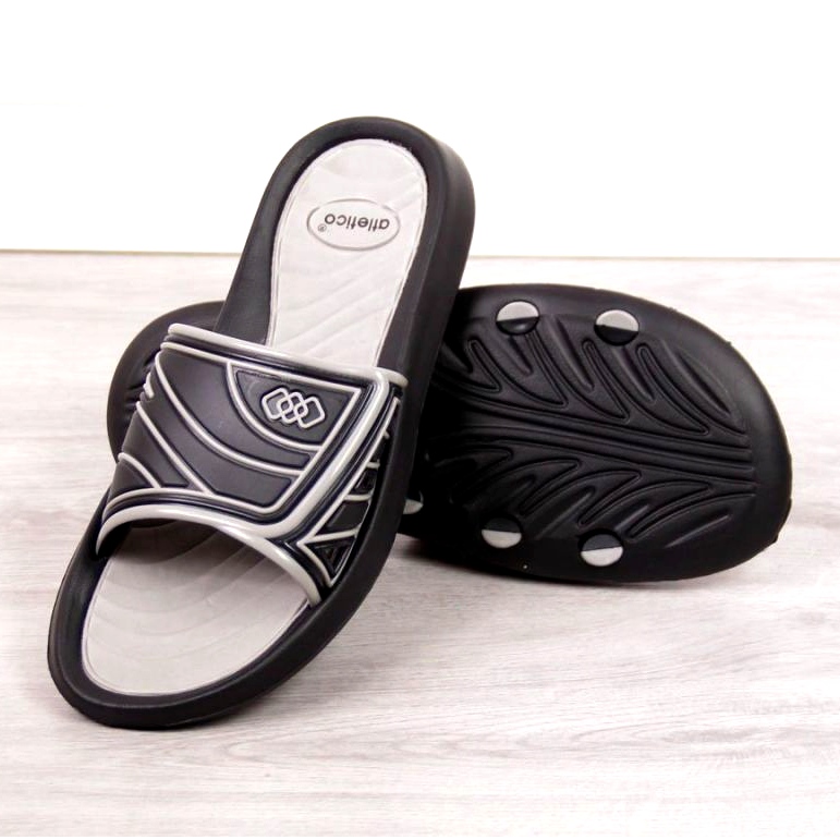 Atletico Chinelos de piscina Atlético M ATC207A preto cinza 2