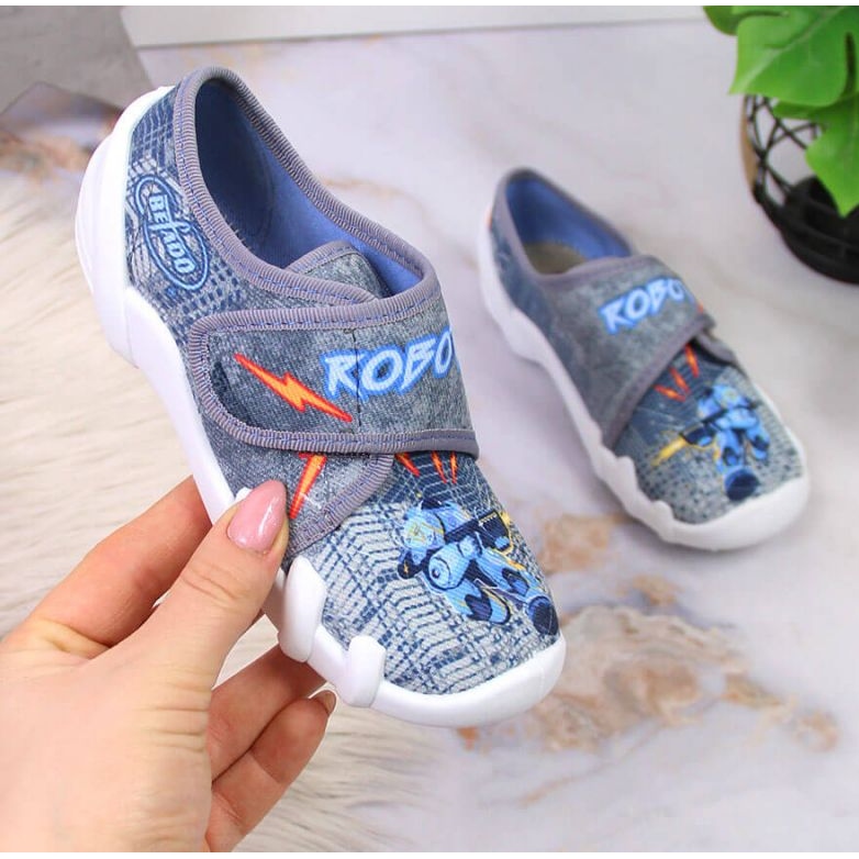 Chinelos Cinzentos Velcro Cinzentos para Jardim de Infância Jr. Befado 1