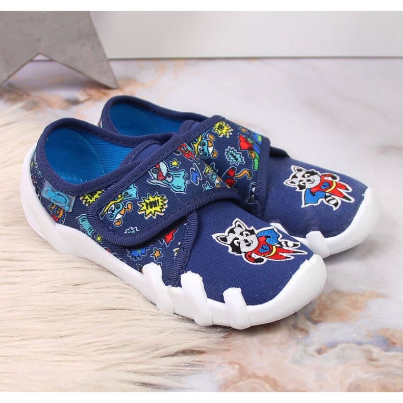 Chinelos de velcro Jr. Befado para jardim de infância azul marinho 2