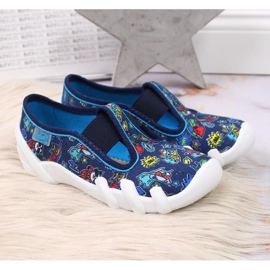 Chinelos para jardim de infância em elásticos, azul marinho Jr. Befado azul-marinho 2