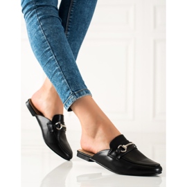 SHELOVET mocassins de chinelos pretos 1