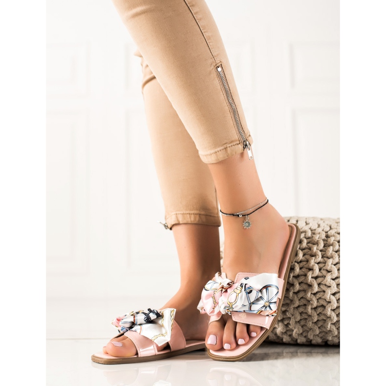 SHELOVET Chinelos com laço decorativo rosa 2