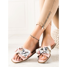 SHELOVET Chinelos com laço decorativo rosa 1