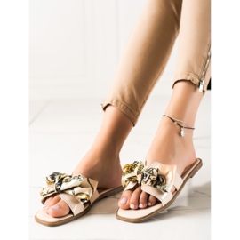 SHELOVET Chinelos com laço decorativo bege 1