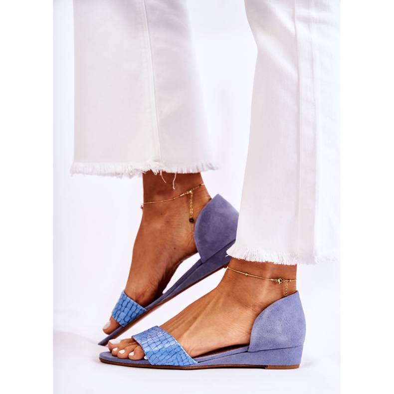 Sandálias azuis de couro Maciejka 1971-61 azul 2