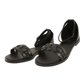 Evento Sandálias femininas com trança 22SD35-4604 Black preto 2