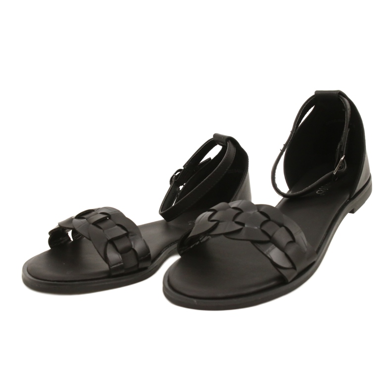 Evento Sandálias femininas com trança 22SD35-4604 Black preto 2