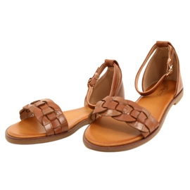 Evento Sandálias femininas com trança 22SD35-4604 Camel marrom 2