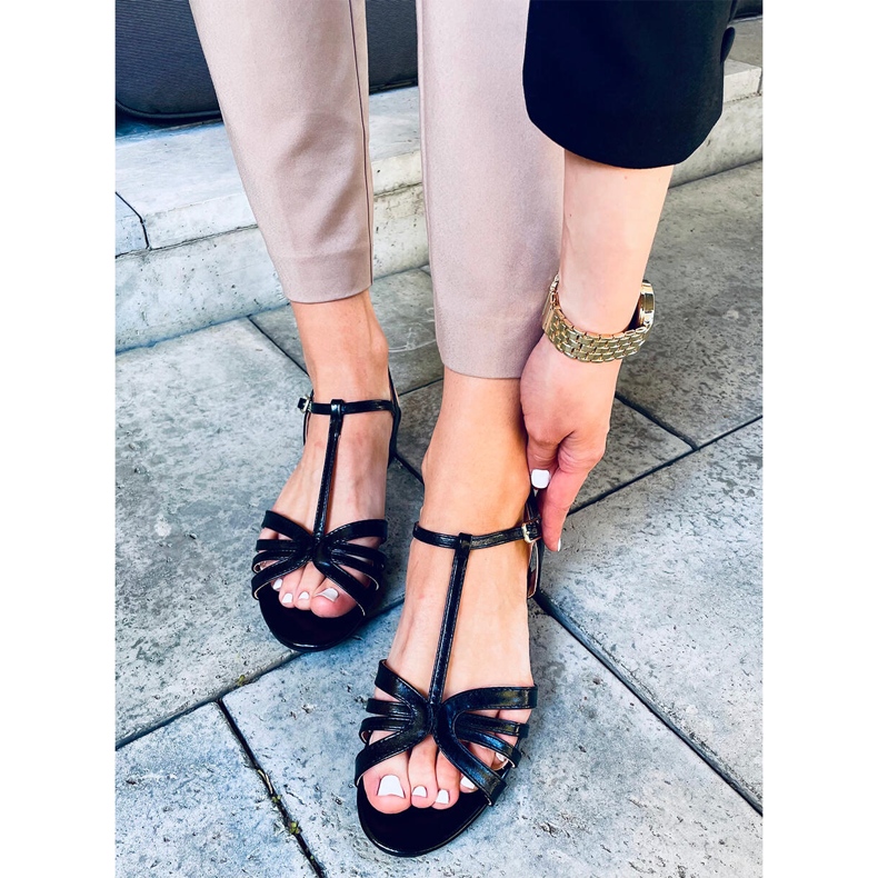 Sandália de salto baixo Sparkle Black preto 1