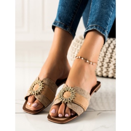 Seastar Chinelos com decoração de zircônia cúbica bege 1 Seastar Chinelos com decoração de zircônia cúbica bege 1