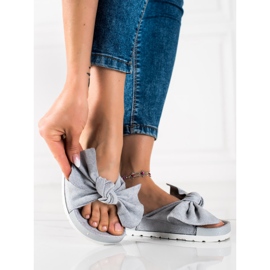 SHELOVET Chinelos da moda com um laço cinza 1