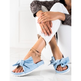 SHELOVET Chinelos da moda com um laço azul 1
