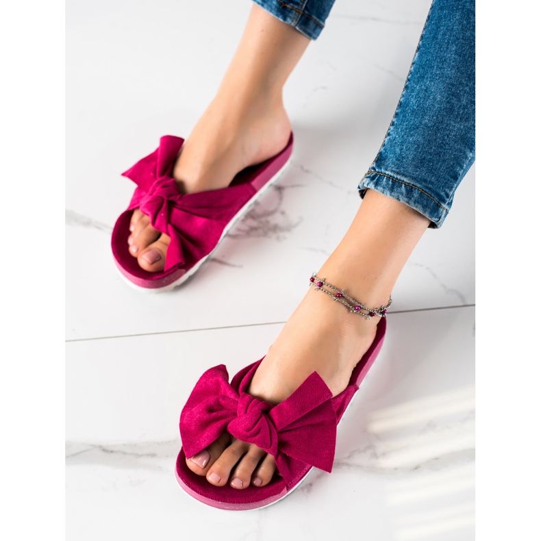 SHELOVET Chinelos elegantes com laço rosa 1 SHELOVET Chinelos elegantes com laço rosa 1