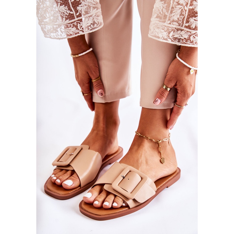 FE1 Chinelos femininos da moda para cappuccino de verão Sylvia bege 2