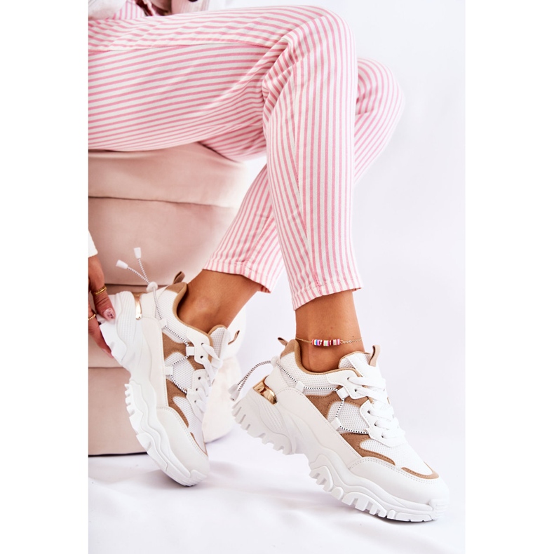 PM2 Tênis Têxtil da Moda Bege e Branco Amariso 2