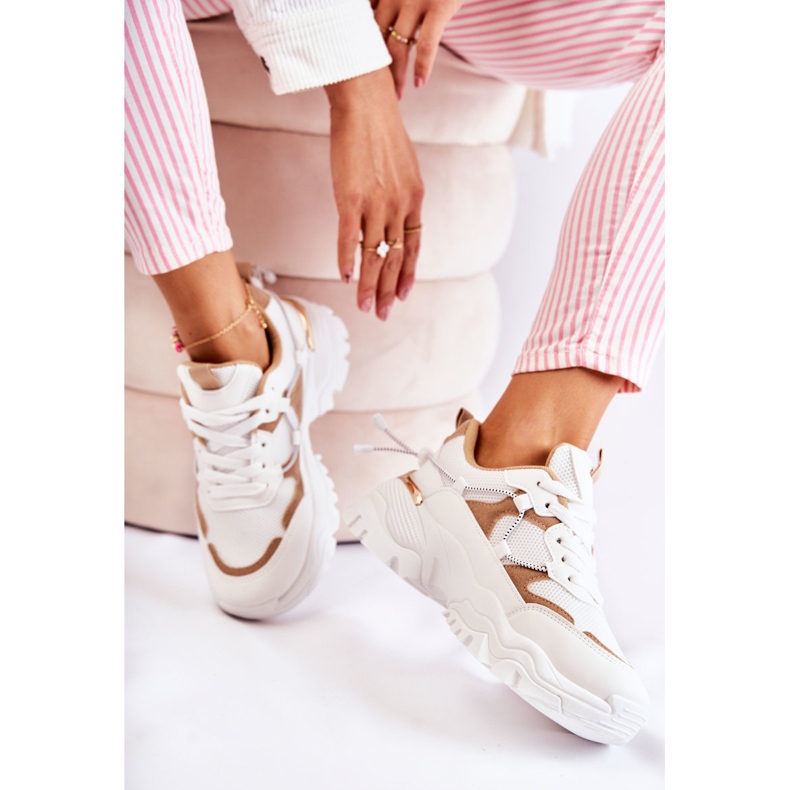 PM2 Tênis Têxtil da Moda Bege e Branco Amariso 1