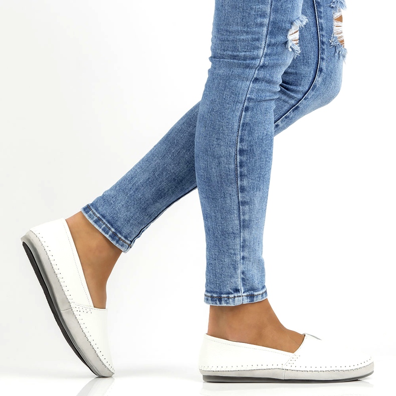 Sapatos de couro Filippo DP031 / 22 WH branco cinza 7