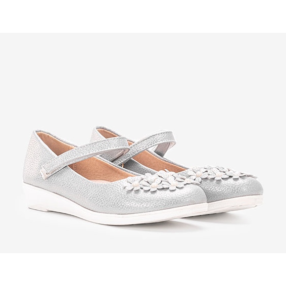 Bailarinas brilhantes cinzentas para crianças Alaja prata 1