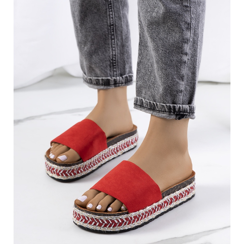 Sandálias vermelhas na sola de cortiça Bonython vermelho 1