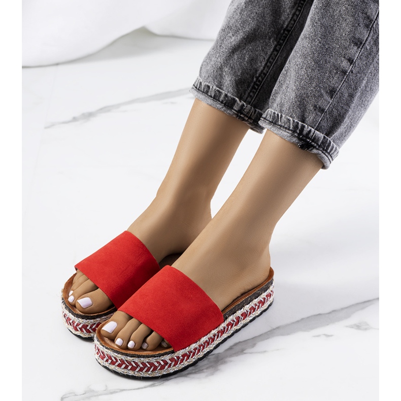 Sandálias vermelhas na sola de cortiça Bonython vermelho 2