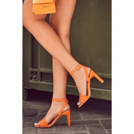 FJ1 Sandálias femininas com salto alto laranja camélia 1