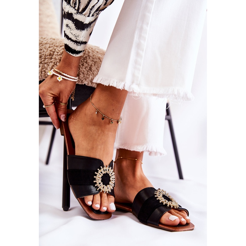 PS1 Chinelos femininos confortáveis ​​com enfeite de Ginera preto 1