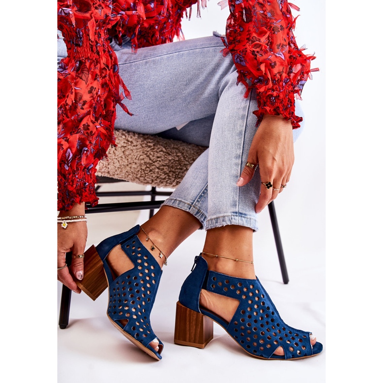 Botas a céu aberto em um poste Maciejka 04593-17 Azul marinho 2